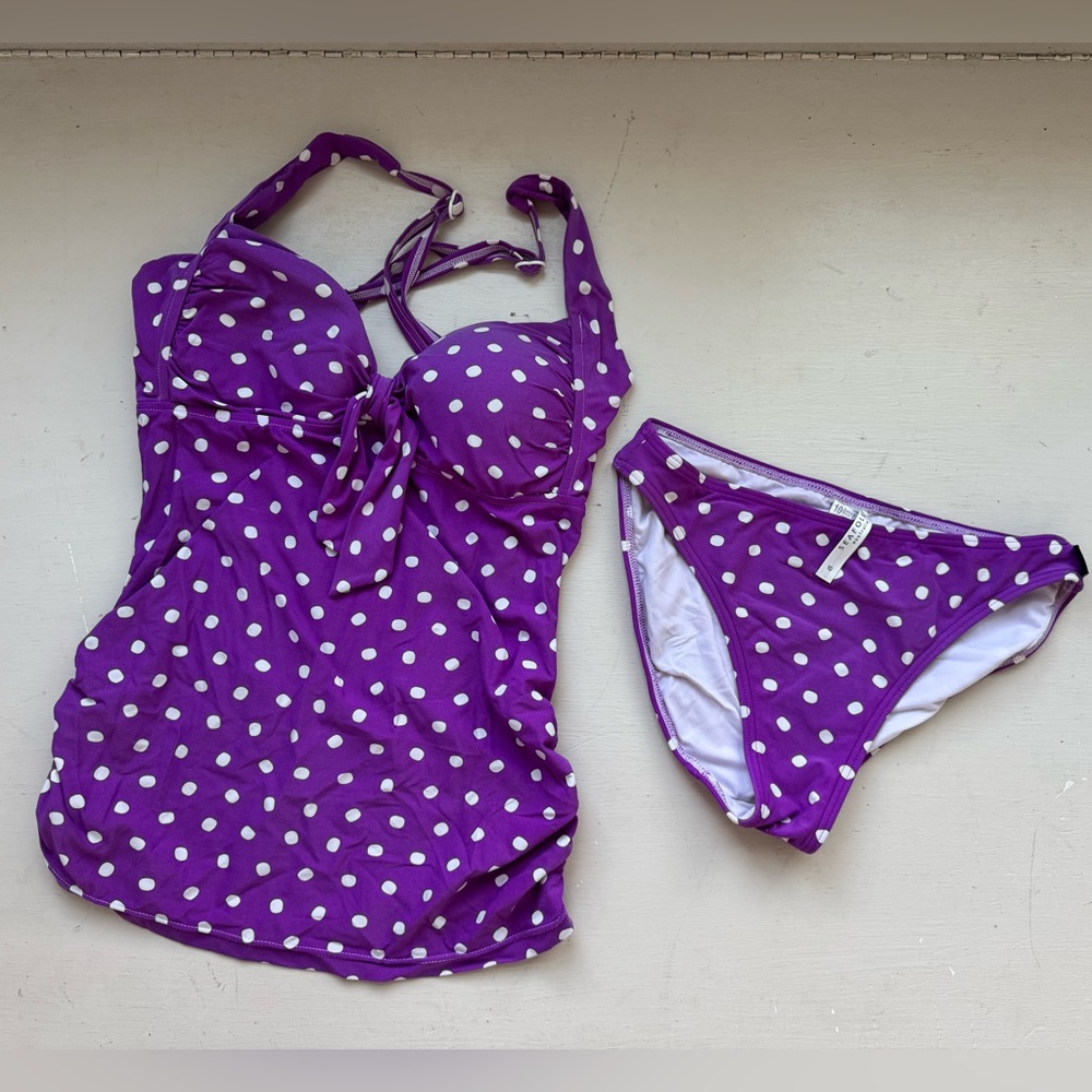 Seafolly Purple Polka Dot Tankini